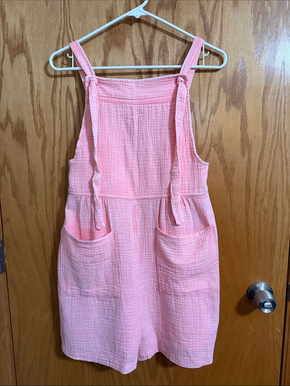 Zenana Pink Gauze Romper with Front Pockets